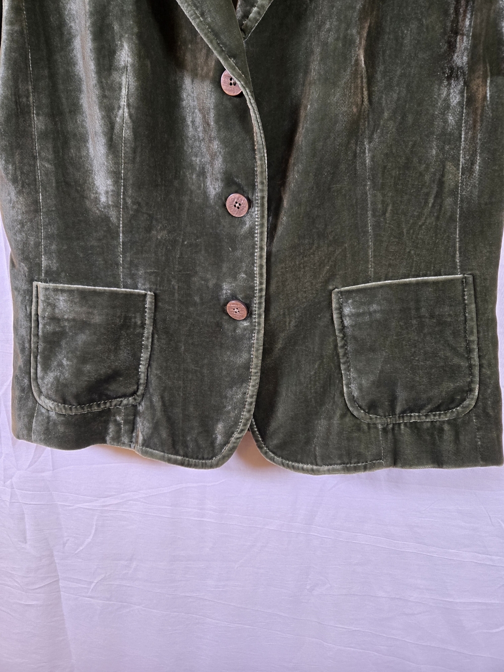 Tahari Deep Forest/Olive Green Velvet Short-Sleeve Blazer - Picture 7 of 16